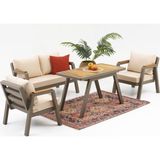 Divona Home Merlin Mini Bahçe Oturma Grubu(2+1+1+Masa) - 2 Lİ TAKIM - Cappuccino