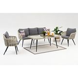 Divona Home Mineo Midi Bahçe Balkon Oturma Grubu (3+1+1+Masa) - Gri