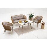 Divona Home Petra Bahçe Oturma Grubu (2+1+1+M) - Cappuccino