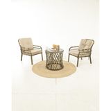 Divona Home Pisa Rattan Bahçe Balkon Bistro Set (1+1+Sehpa) Cappucino - Kahverengi - Bej