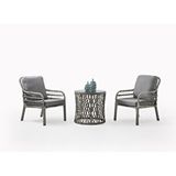 Divona Home Pisa Rattan Bahçe Balkon Bistro Set (1+1+Sehpa) - Gri