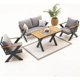 Divona Home Skyline Alüminyum Bahçe Oturma Grubu (2+1+1+M) - Antrasit - 130 x 70 x 85