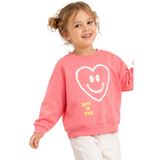 Divonette Kız Çocuk Sweatshirt Pembe Uzun Kollu Yazı ve Kalp Desenli Çocuk Sweat