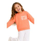 Divonette Kız Çocuk Sweatshirt Turuncu Uzun Kollu Yazı Desenli Çocuk Sweat