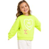 Divonette Kız Çocuk Sweatshirt Yeşil Uzun Kollu Yazı ve Kalp Desenli Çocuk Sweat