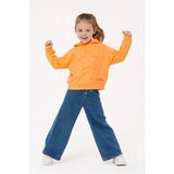 Divonette Kız Çocuk Yıldız Desenli Yazı Nakışlı Kapşonlu Sweatshirt - Çocuk Giyim - Turuncu