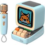 Divoom Ditoo-5M Karaoke Mikrofonlu Bluetooth Hoparlör Kablosuz Piksel Ekranlı Taşınabilir Ses Bombası, Mavi