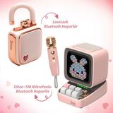 Divoom Ditoo-5M Karaoke Mikrofonlu Bluetooth Hoparlör ve Ses Kayıt Özellikli LoveLock Hediye Seti, P