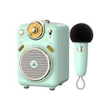 Divoom Sevimli Mikrofonlu Hoparlör, Şarkı Söylemek Veya Konuşmak Için 7 Farklı Ses Modu, Kızlar, Erkek Çocuklar, Aile Partisi, Sunum, Eğitim, Dış Mekan Için Karaoke Makinesi, Yeşil - Ahşap