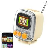 Divoom Tiivoo-2 FM Radyo Bluetooth Hoparlör Çalar Saatli, Pixel Art Retro Mini Küçük Sevimli Kablosuz Hoparlör, Vintage Dekor Parti Ofis Ev Masası Yatak Odası Mutfak Dış Mekan için Uygun, Krem