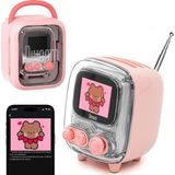 Divoom Tiivoo-2 Retro Bluetooth Hoparlör, Fm Radyo, Piksel Sanat Ekranı, Pembe / Çalar Saat, Taşınabilir Mini Kablosuz Hoparlör, Sevimli Vintage Masa Dekor Hediye