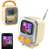 Divoom Tiivoo-2 Taşınabilir Bluetooth Hoparlör, FM Radyo, Pixel Art Retro Mini Küçük Sevimli Kablosuz Hoparlör, Vintage Dekor Parti Ofis Masası Ev Yatak Odası Mutfak için Uygun, Krem