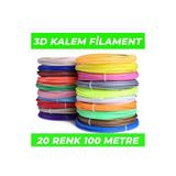 DİVRAK3D (SADECE FİLAMENT) 3d Pen Filament Pla 1.75mm Pla 20 Renk X 5 Metre 3 Boyutlu Kalem Plastiği Flamenti