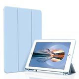 Divufus iPad Air 3 / Pro 10,5 İnç için Kılıf, Hafif İnce Yumuşak TPU Üç Katlı Stand Akıllı Kapak, iPad Air 3. Nesil/Pro 10.5 için Kalem Tutuculu Otomatik Uyku/Uyanma Kılıfı - Açık Mavi