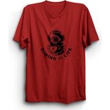 Diwing Is Life, Dalış Hayattır, Dalgıç Tişört - Kırmızı - 2XL