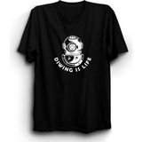 Diwing Is Life, Dalış Hayattır, Dalgıç Tişört - Siyah - 3XL