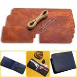 DIY Ahlat Deri Cüzdan Yapım Seti, Kendin Yap El Yapımı Yatay Erkek Cüzdan Kartlık Kiti (Taba)