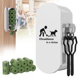 DIY Köpek Poop Çanta Dispenseri Duvar Montajı, 2 Adet Köpek Kaka Çanta Tutacağı ve 8 Rulo Köpek Kaka Çantası, Manyetik Kapı Kapatma ile Çelik Köpek Çantası Tutacağı, 9-10 Rulo Tutar, Beyaz