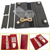 DIY Truva Mıknatıslı Deri Cüzdan Yapım Seti, 10 Kartlıklı Telefon Kılıflı Mıknatıs Kapamalı Kendin Yap El Yapımı Erkek Kadın Cüzdan Kartlık Kiti (Siyah)