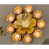 Diya Şekilli Çiçek Dekoratif Kase Diwali Ev El İşi Urlis Dekorasyon Çiçek Dekoratif Hint Urli Kase Ev için Diya ile, Ganesh Chaturthi Diwali Süslemeleri Ev 10 İnç, Yuvarlak Şekil