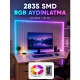 Diyarı Fırsat 5M RGB Şerit LED Seti 12V 2835 SMD Kumandalı Ev Oda ve Dekoratif Ambiyans Aydınlatma
