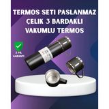 Diyarı Fırsat Paslanmaz Termos Ve İkili Bardak Seti | 6-12 Saat Sıcak/soğuk Tutma