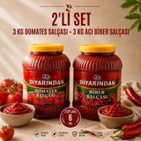 Diyarından 2'li Avantajlı Paket (3 kg Domates Salçası + 3 kg Acı Biber Salçası) 6 kg
