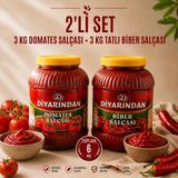 Diyarından 2'li Avantajlı Paket (3 kg Domates Salçası + 3 kg Tatlı Biber Salçası) 6 kg