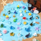 DIYDEC 36 adet Mini okyanus reçine hayvanlar minik deniz hayvanları figürler deniz minyatür plastik hayvanlar akvaryum süsleri süslemeleri DIY balık tankı saksı mikro peri bahçe Dollhouse