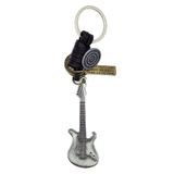 Diyez Müzik Retro Gitar Tasarımlı Deri Detaylı Anahtarlık - Vintage Rock Tarzı
