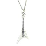 Diyez Müzik Rock Tarzı Gümüş Gitar Kolye