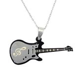 Diyez Müzik Sol Anahtarı İşlemeli Gitar Kolye - Siyah ve Gümüş Detaylı Müzikseverler İçin Şık Tasarım