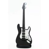 Diyez Müzik Strat Kasa Tasarım Elektro Gitar Şeklinde Standlı Biblo – Siyah/Beyaz Pickguard Vitrin