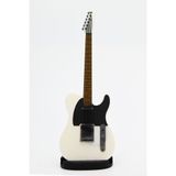 Diyez Müzik Telecaster Kasa Tasarım Elektro Gitar Şeklinde Standlı Biblo – Beyaz/Siyah (Turuncu Perdeli Sap)