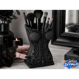 Dıymax Goth Korse Tasarımlı Makyaj Fırçalık ve Organizer - Siyah