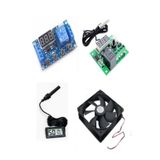 Diyotlab Kuluçka Seti, Dijital Termostat Modülü + Zaman Kontrol Modülü + Soğutma Fanı + Dijital Nem Ölçer Higrometre, DC 12V