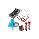 Diyotlab Motor Elektrik Deney Seti, DC Motor, Pil Kutusu, On Off Anahtar, 7 Parça