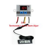 Diyotlab XH-W3001 Dijital Termostat 220V ve Nem Ölçer Higrometre Seti, Kuluçka Makinesi için Sıcaklık Kontrol Cihazı, LCD Ekran, 1500W