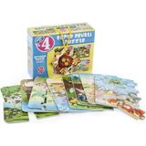 Diytoy 1481 Süper Renkli 4'lü Puzzle - Hayvanlar / 8+12+16+24 Parça Puzzle