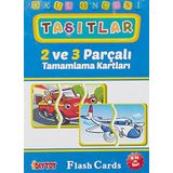 Diytoy Eğitici Flash Card Book Okul Öncesi Taşıtlar 2 ve 3 Parçalı Tamamlama Kartları