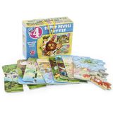 Diytoy Süper Renkli 4'lü Puzzle - Hayvanlar / 8+12+16+24 Parça Puzzle