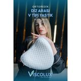 Diz Arası Ortopedik Yastık - V Model Diz Arası Yastık Ortopedik Visco Yastık 25X25X15 Mavi - 25 x 25 x 15 cm - Açık Mavi