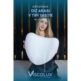 Diz Arası Ortopedik Yastık - V Model Diz Arası Yastık Visco Yastık Mavi 25x25x15, Pembe