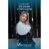 Diz Arası Ortopedik Yastık - V Model Diz Arası Yastık Visco Yastık Mavi 25x25x15, Yeşil