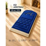 Diz Dostu Seccade Ortopedik Süngerli 1.5 cm Kalın Kadife Namazlık + Çanta Lacivert