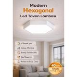 Dizano Hexagon LED Aydınlatma 40CM 4000K Günışığı, Salon ve Ofis Kullanımı, Sarkıt Veya Sıva Üstü, Avize - Siyah