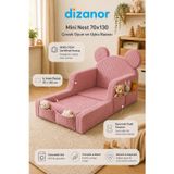 Dizanor Mini Nest 6’sı 1 Arada Modüler Bebek Oyun Parkı, Park Yatak, Beşik, Baza, Oyun Alanı ve Top Havuzu - 70 x 130 / Pembe Fitilli