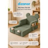 Dizanor Mini Nest 6’sı 1 Arada Modüler Bebek Oyun Parkı, Park Yatak, Beşik, Baza, Oyun Alanı ve Top Havuzu - 70 x 130 / Yeşil Fitilli