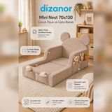 Dizanor Mini Nest 6’sı 1 Arada Modüler Bebek Oyun Parkı, Park Yatak, Beşik, Baza, Oyun Alanı ve Top Havuzu - Bej