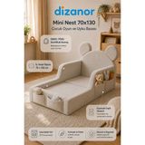 Dizanor Mini Nest 6’sı 1 Arada Modüler Bebek Oyun Parkı, Park Yatak, Beşik, Baza, Oyun Alanı ve Top Havuzu - Krem